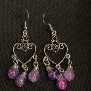 Amethyst Heart Chandelier Earrings